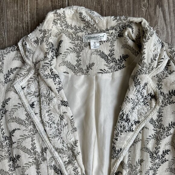2/$18 Sale! Coldwater Creek Blazer Womens 1X Beaded Cotton Embroidered Boho Boxy - Picture 7 of 11